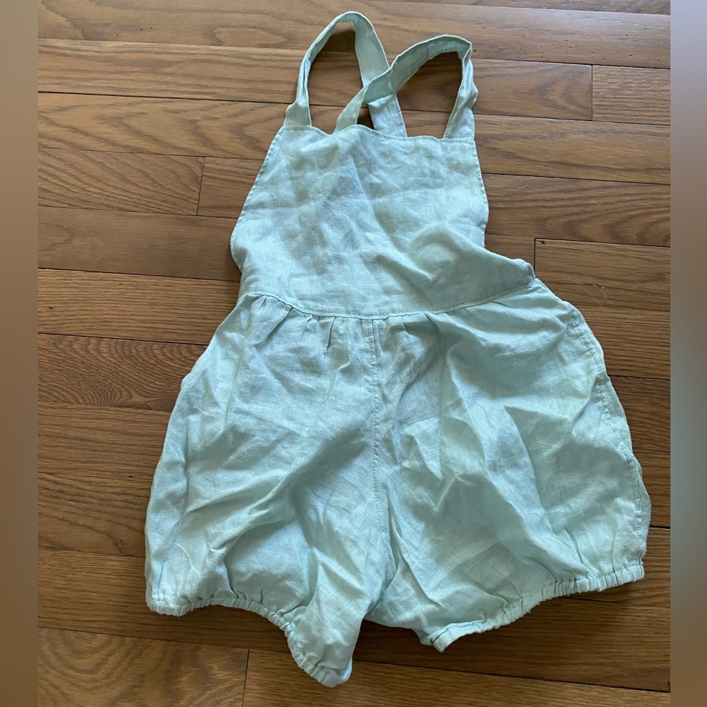 Shop Mabo 100% Linen Mint Green Romper